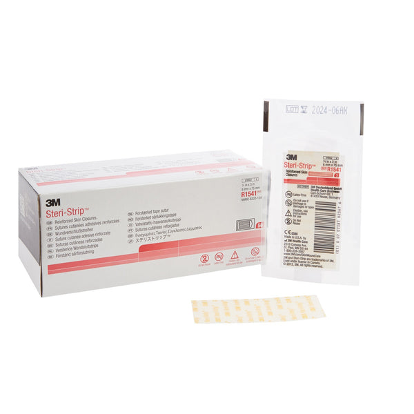 3M Steri-Strip™ Skin Closure Strips, Non-Woven, 1/4 inch X 3 Inch, Reinforced Strip, White - American Hospital Supply