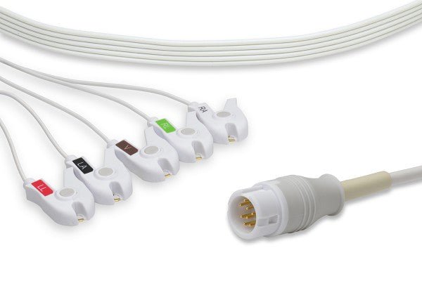 5 Leads Pinch/Grabber - Disposable Direct-Connect ECG Cables - American Hospital Supply