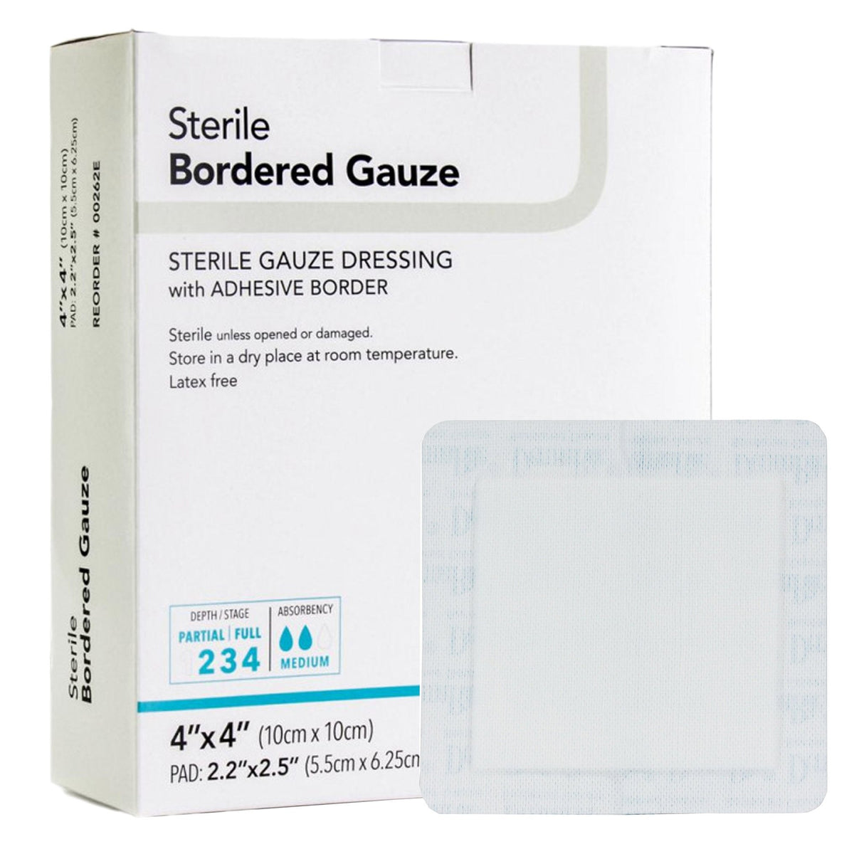 DermaRite® Bordered Gauze White Adhesive Dressing, 4 x 4 Inch - American Hospital Supply