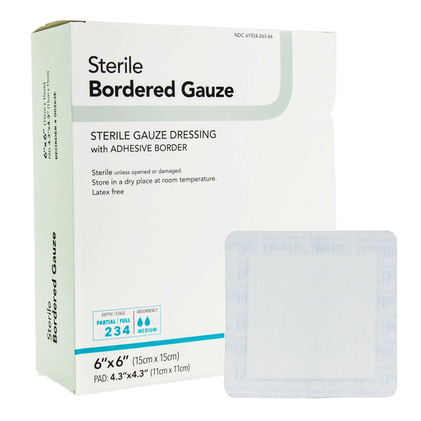DermaRite® Bordered Gauze White Adhesive Dressing, 6 x 6 Inch - American Hospital Supply