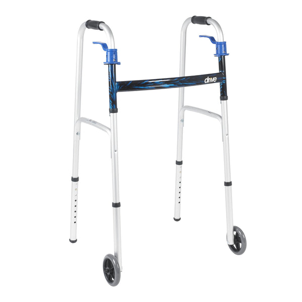 drive™ Aluminum Dual Release Folding Walker, 32 – 39 Inch Height - American Hospital Supply