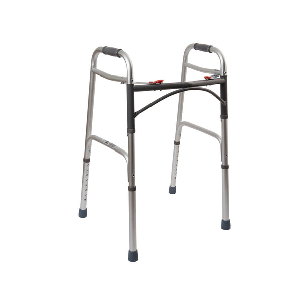 drive™ Deluxe Aluminum Dual Release Folding Walker, 32 – 39 Inch Height - American Hospital Supply