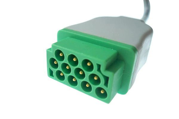 Câble ECG Compatible GE Healthcare Vivid 7 - 11 Broches, 3 Dérivations, Type « Grabber » - Pour Modèles Dash