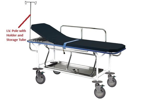 I.V. Pole with Holder and Storage Tube for Pedigo Stretcher P-172 - American Hospital Supply