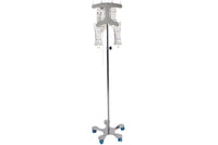 Load image into Gallery viewer, I.V. STAND, STAINLESS STEEL, 5-LEG BASE, CLEARVIEW 6-HOOK, HAND-OPERATED. - American Hospital Supply
