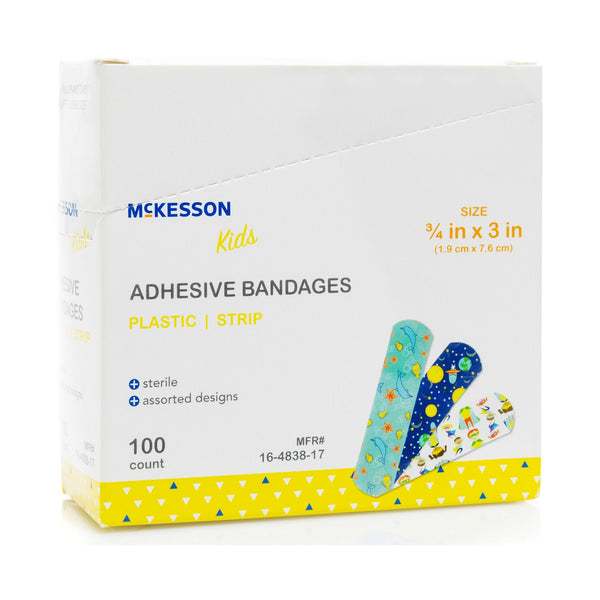 McKesson Kids™ Kid Design (Assorted Prints) Adhesive Strip, 3/4 x 3 Inch - American Hospital Supply