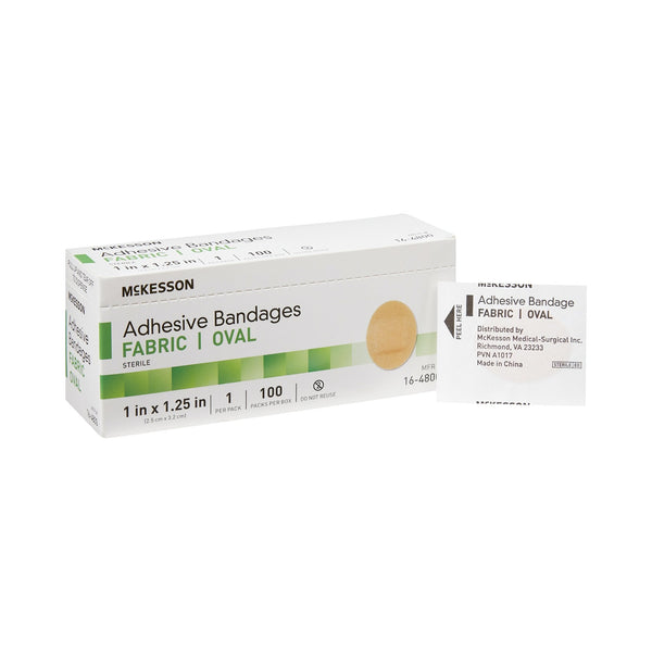 McKesson Oval Tan Adhesive Strip, 1 x 1-1/4 Inch - American Hospital Supply