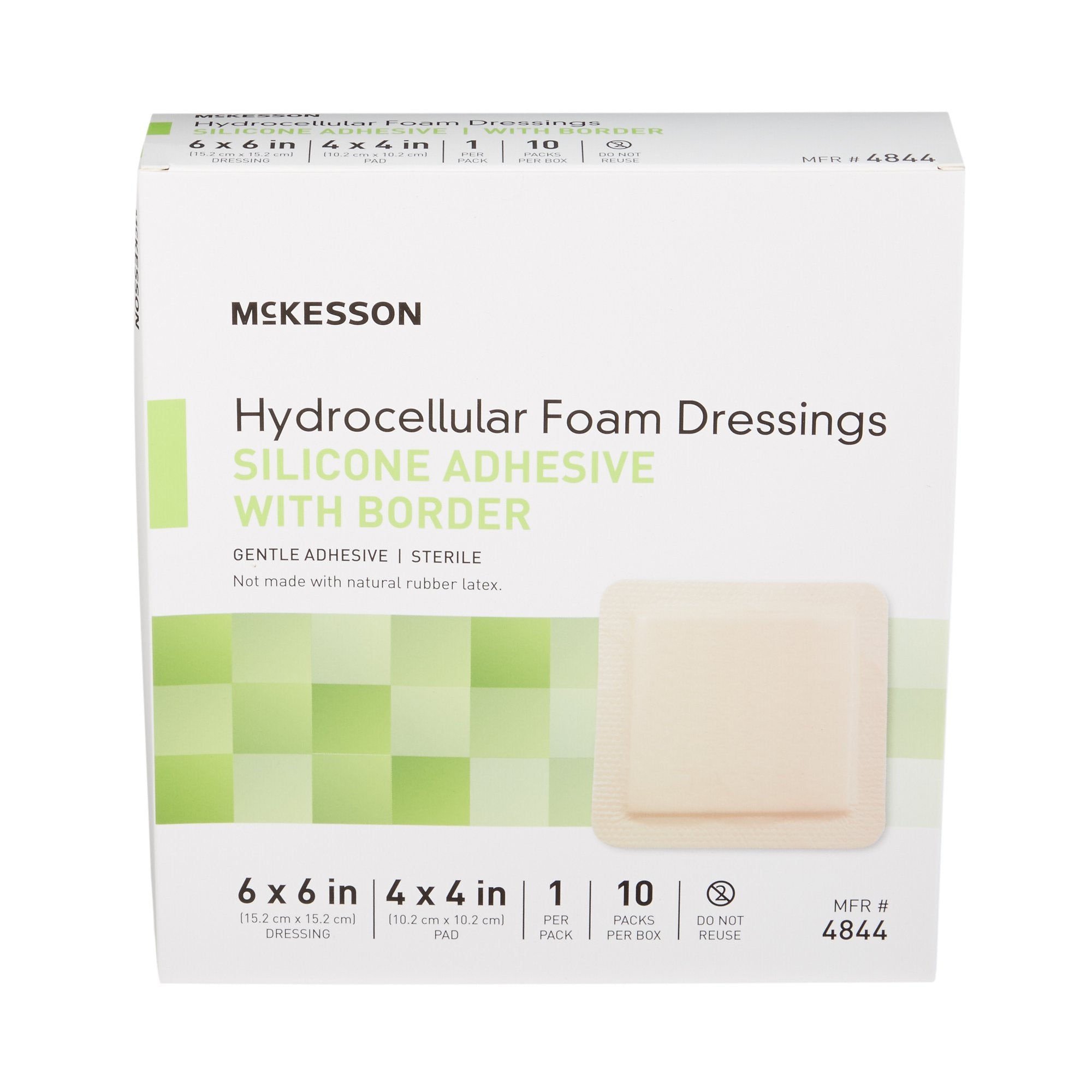 McKesson Silicone Adhesive with Border Silicone Foam Dressing, 6 x 6 inch