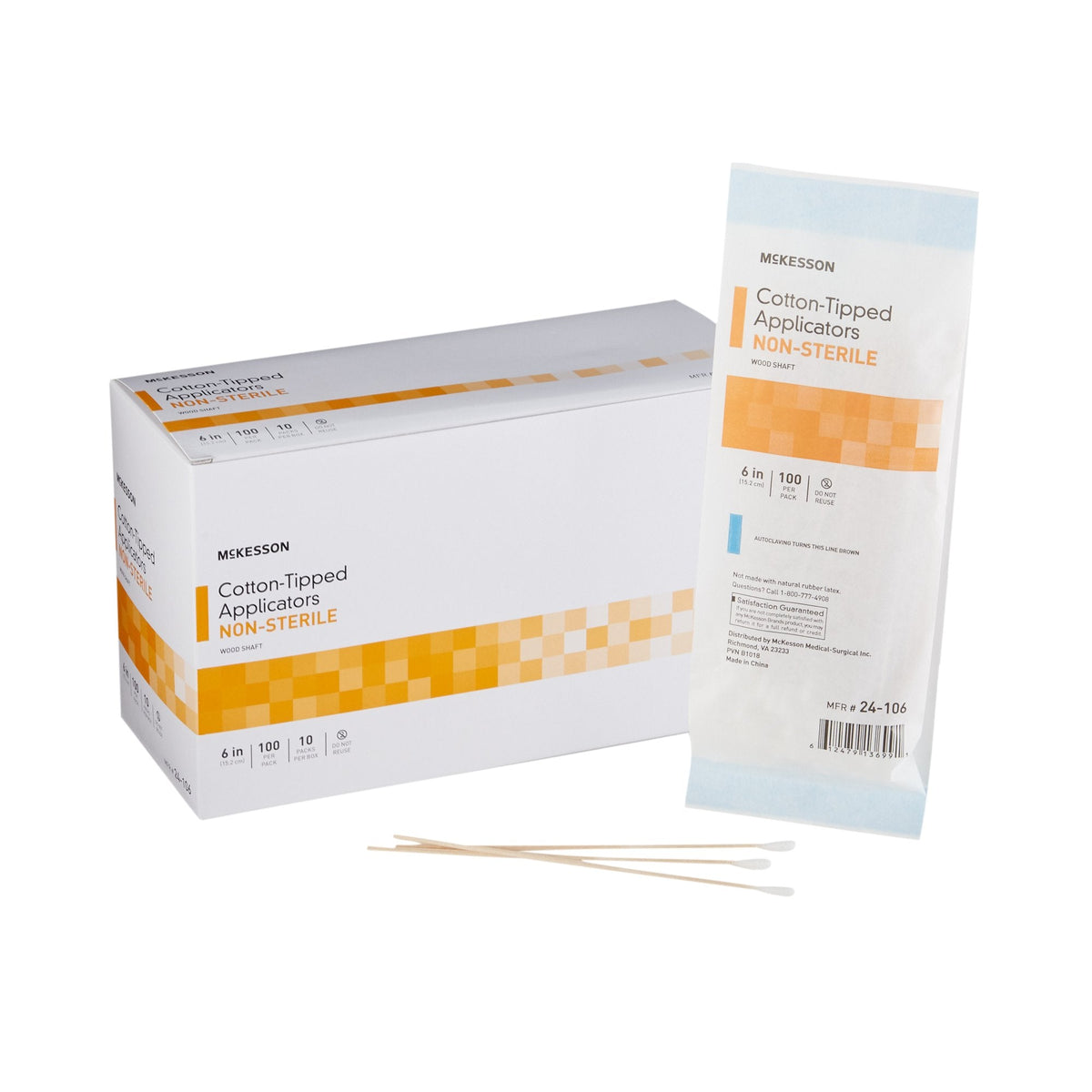 McKesson Swabsticks, Cotton-Tip, Wood Shaft, 6", Non-Sterile - American Hospital Supply