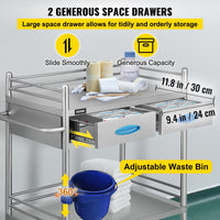 Load image into Gallery viewer, VEVOR® Lab Serving Cart, Stainless Steel Medical Cart with Two Drawers - American Hospital Supply
